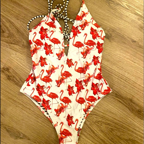 One piece flamingo bathing suit - reversible - Picture 1 of 2